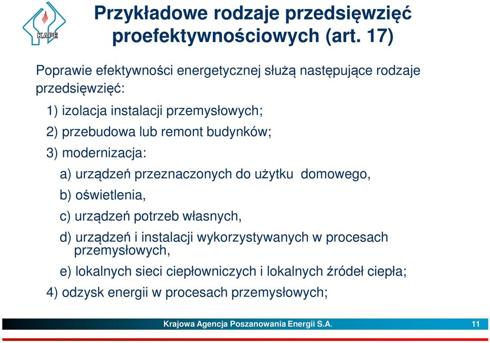 lub remont budynków; 3) modernizacja: a) urządzeń przeznaczonych do użytku domowego, b) oświetlenia, c) urządzeń potrzeb własnych, d)
