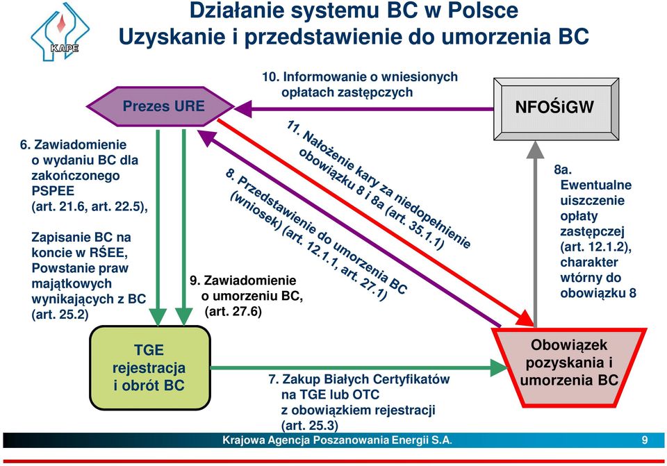 2) 9. Zawiadomienie o umorzeniu BC, (art. 27.6) 8a. Ewentualne uiszczenie opłaty zastępczej (art. 12
