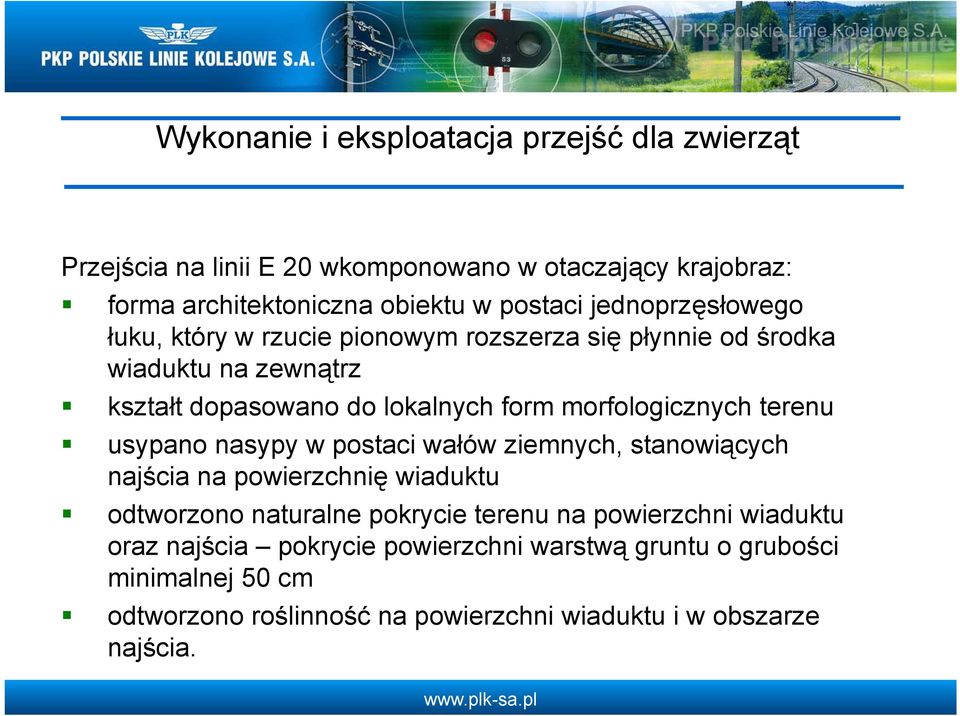 morfologicznych terenu usypano nasypy w postaci wałów ziemnych, stanowiących najścia na powierzchnię wiaduktu odtworzono naturalne pokrycie terenu na