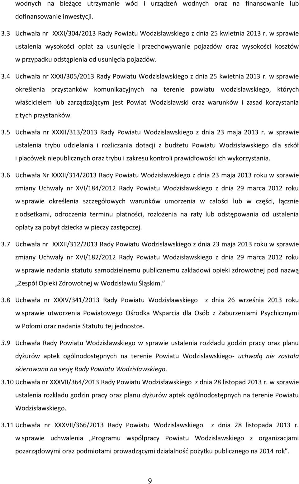 4 Uchwała nr XXXI/305/2013 Rady Powiatu Wodzisławskiego z dnia 25 kwietnia 2013 r.