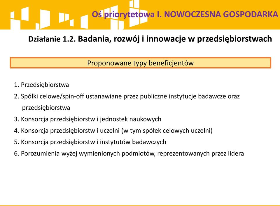 Spółki celowe/spin-off ustanawiane przez publiczne instytucje badawcze oraz przedsiębiorstwa 3.