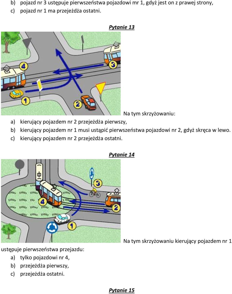 pierwszeństwa pojazdowi nr 2, gdyż skręca w lewo. c) kierujący pojazdem nr 2 przejeżdża ostatni.
