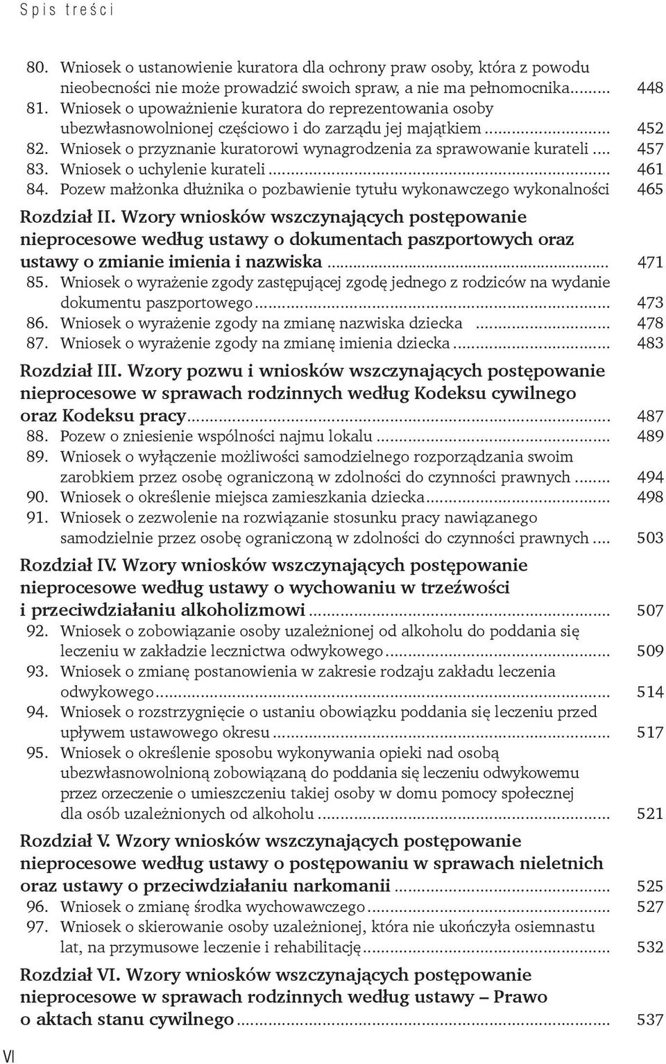 .. 457 83. Wniosek o uchylenie kurateli... 461 84. Pozew małżonka dłużnika o pozbawienie tytułu wykonawczego wykonalności. 465 Rozdział II.