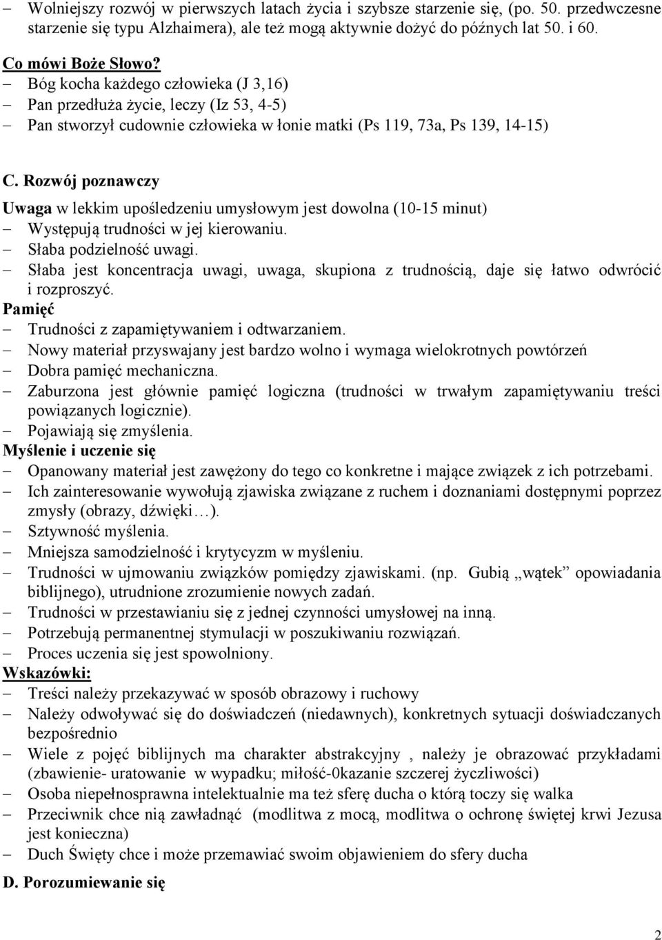 Edukacja Osób Niepełnosprawnych Intelektualnie W Stopniu Lekkim CHARAKTERYSTYKA OSÓB NIEPEŁNOSPRAWNYCH INTELEKTUALNIE W STOPNIU