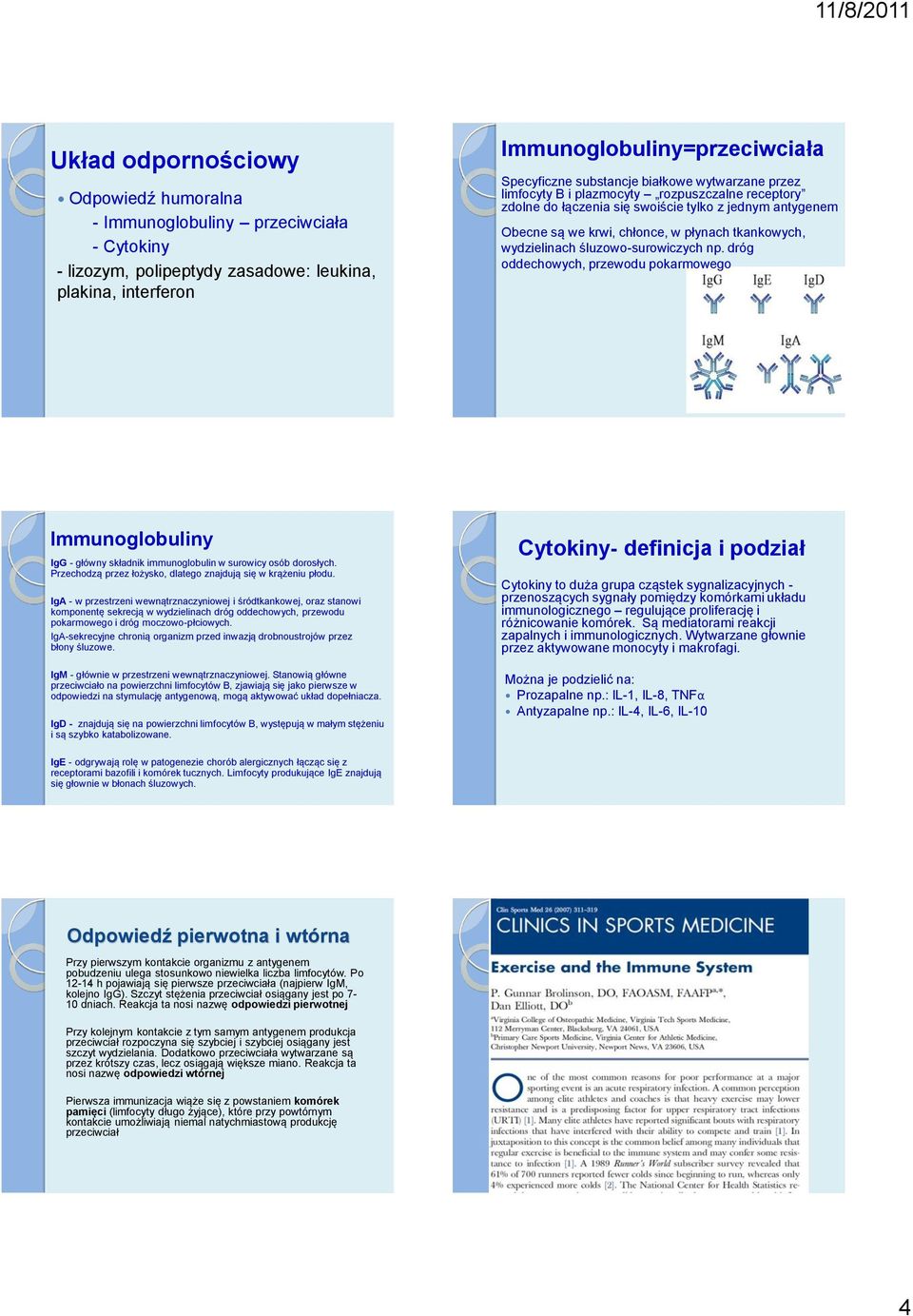 dróg oddechowych, przewodu pokarmowego Immunoglobuliny IgG - główny składnik immunoglobulin w surowicy osób dorosłych. Przechodzą przez łożysko, dlatego znajdują się w krążeniu płodu.