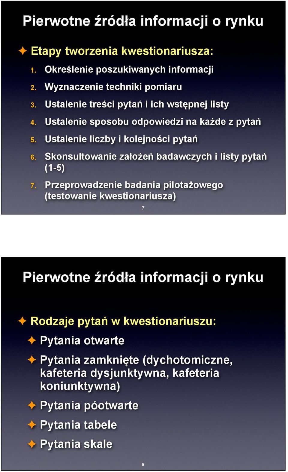 Skonsultowanie założeń badawczych i listy pytań (1-5) 7.