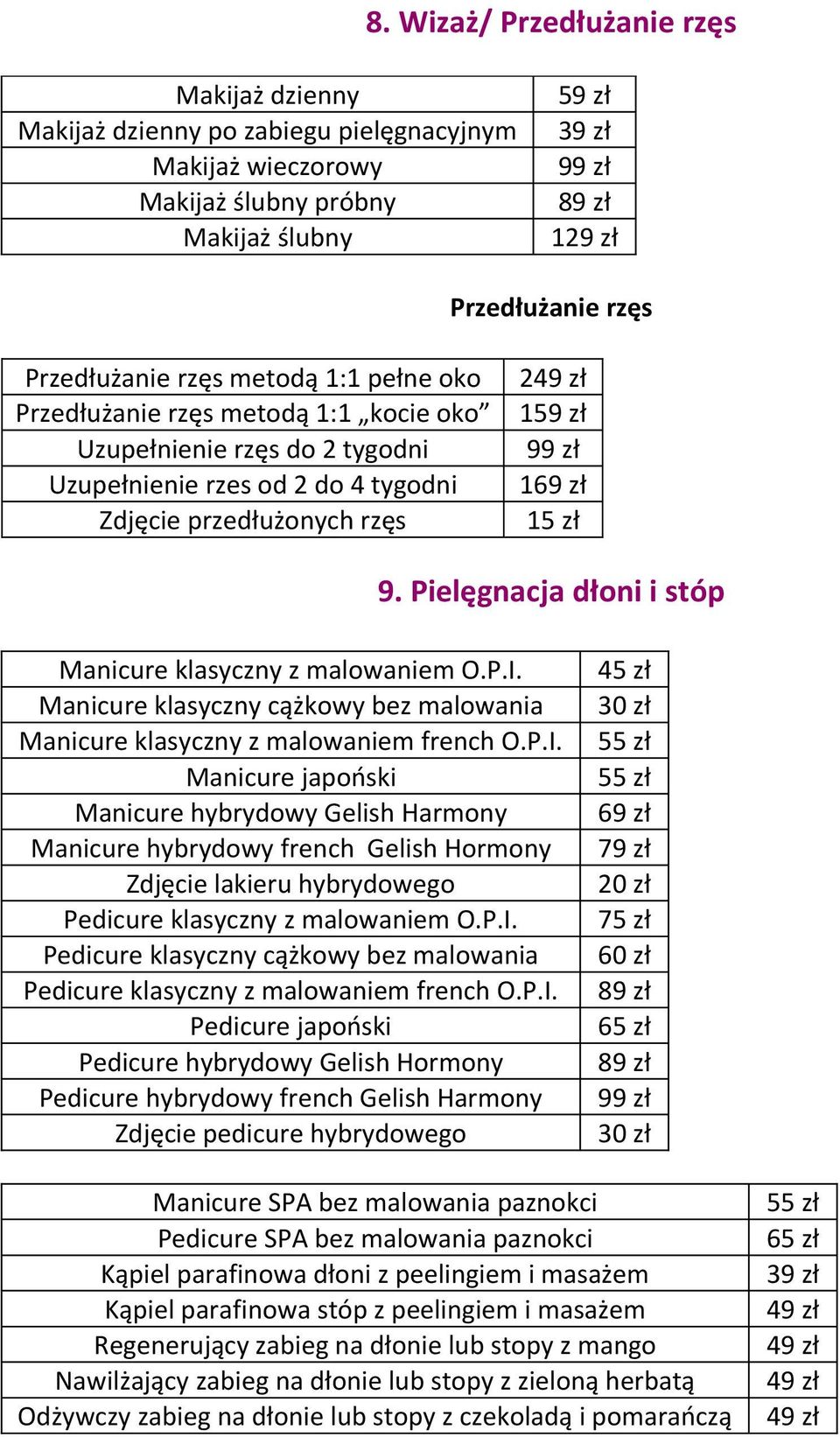 Pielęgnacja dłoni i stóp Manicure klasyczny z malowaniem O.P.I.