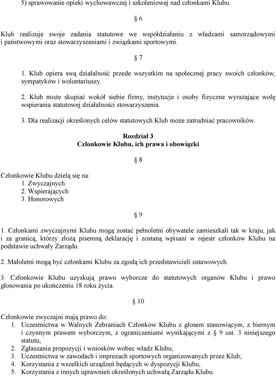 Klub opiera swą działalność przede wszystkim na społecznej pracy swoich członków, sympatyków i wolontariuszy. 2.