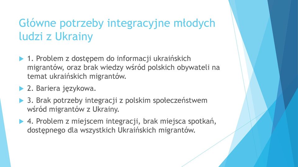 na temat ukraińskich migrantów. 2. Bariera językowa. 3.