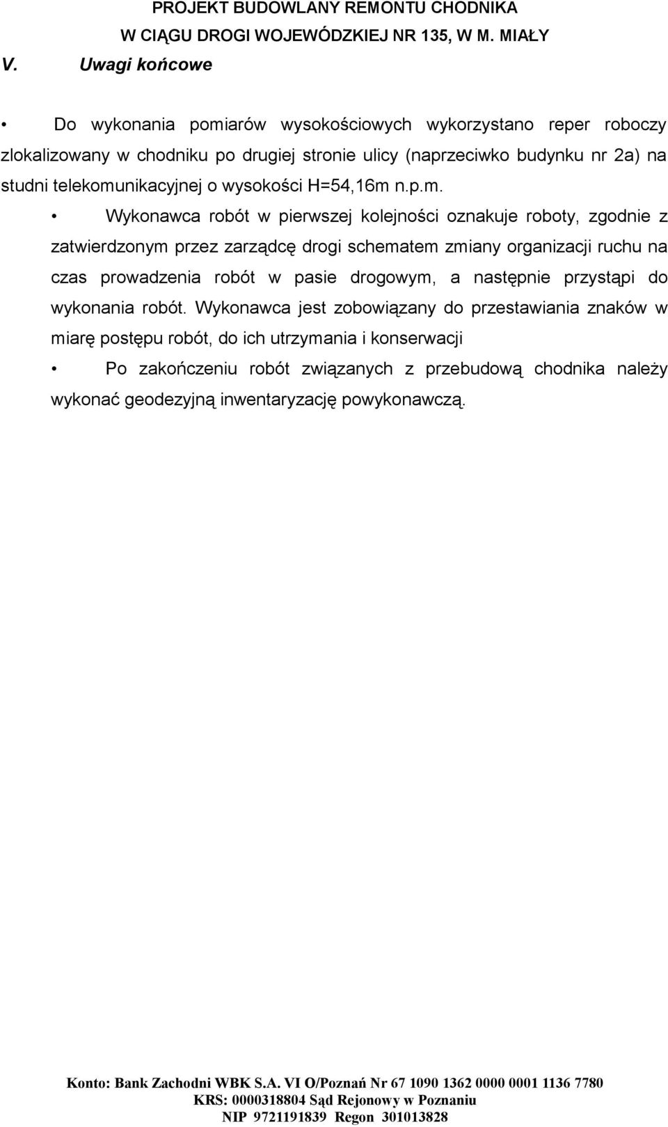 nikacyjnej o wysokości H=54,16m 