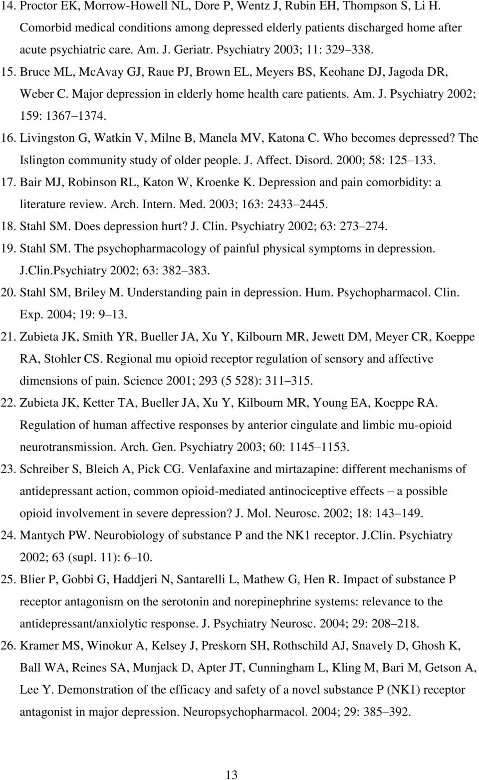 16. Livingston G, Watkin V, Milne B, Manela MV, Katona C. Who becomes depressed? The Islington community study of older people. J. Affect. Disord. 2000; 58: 125 133. 17.