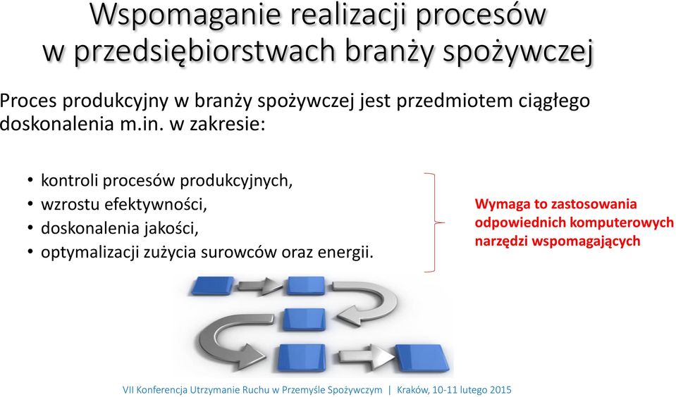 w zakresie: kontroli procesów produkcyjnych, wzrostu efektyw oś i, dosko ale ia jakoś i,