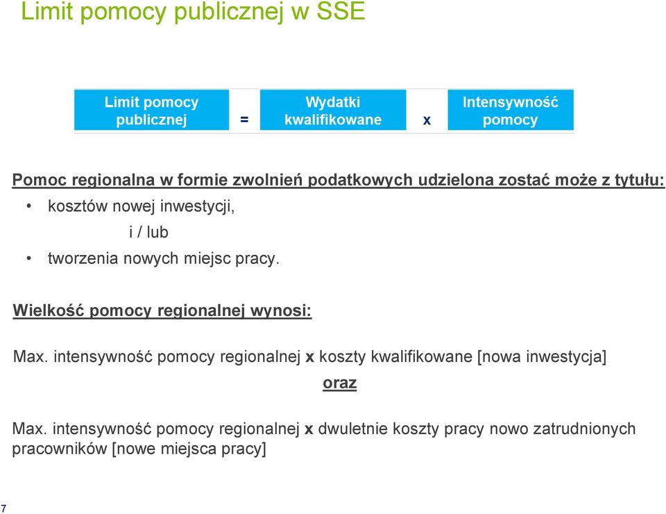 Wielkość pomocy regionalnej wynosi: Max.