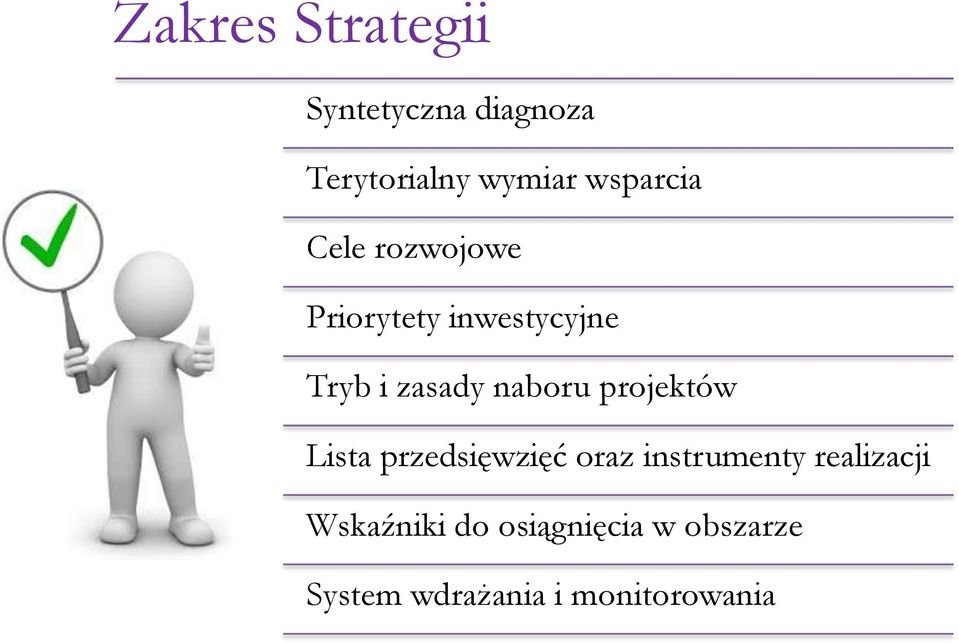 naboru projektów Lista przedsięwzięć oraz instrumenty