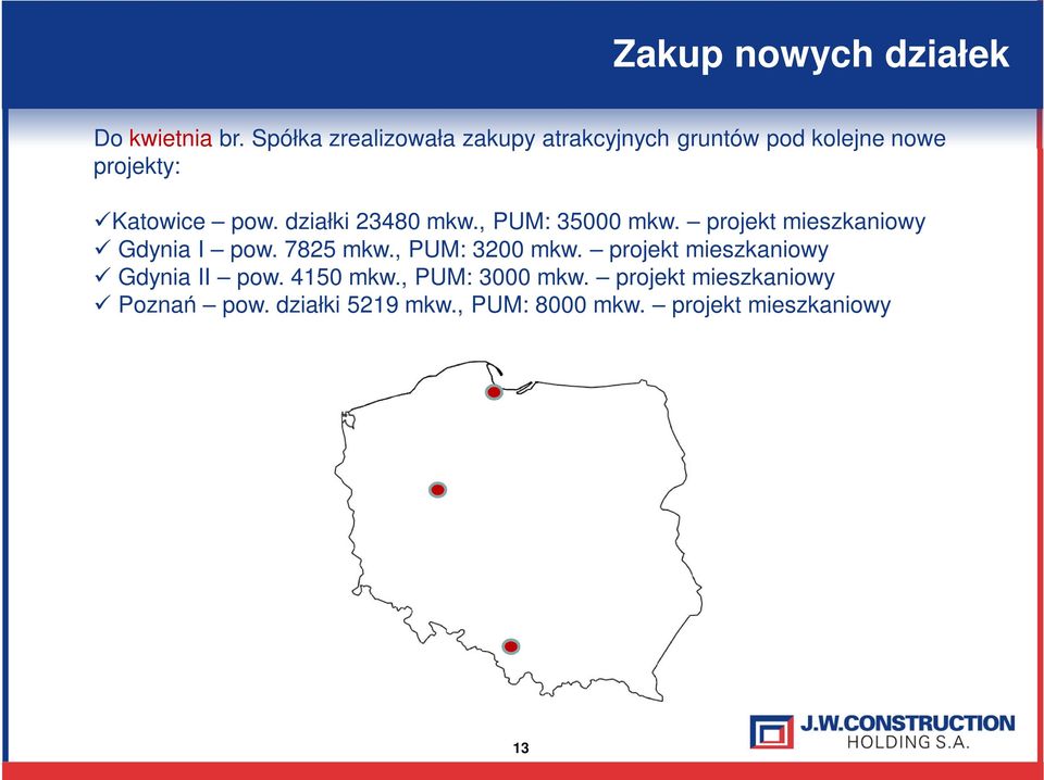 działki 23480 mkw., PUM: 35000 mkw. projekt mieszkaniowy Gdynia I pow. 7825 mkw.