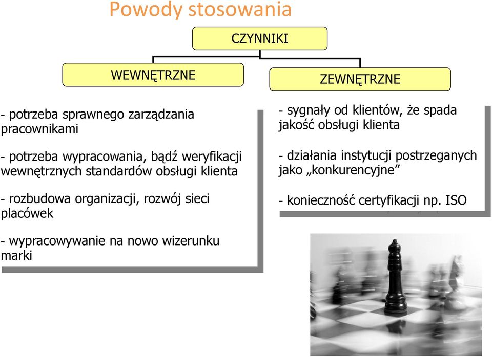 sieci placówek ZEWNĘTRZNE - sygnały od klientów, że spada jakość obsługi klienta - działania