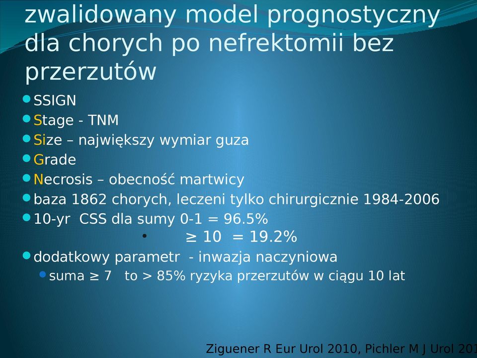 chirurgicznie 1984-2006 10-yr CSS dla sumy 0-1 = 96.5% 10 = 19.