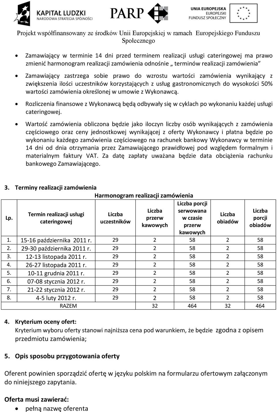 Rozliczenia finansowe z Wykonawcą będą odbywały się w cyklach po wykonaniu każdej usługi cateringowej.
