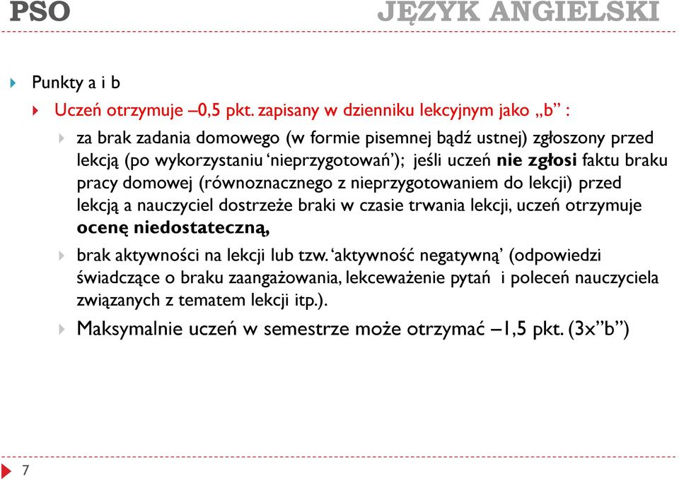 jeśli uczeń nie zgłosi faktu braku pracy domowej (równoznacznego z nieprzygotowaniem do lekcji) przed lekcją a nauczyciel dostrzeże braki w czasie trwania