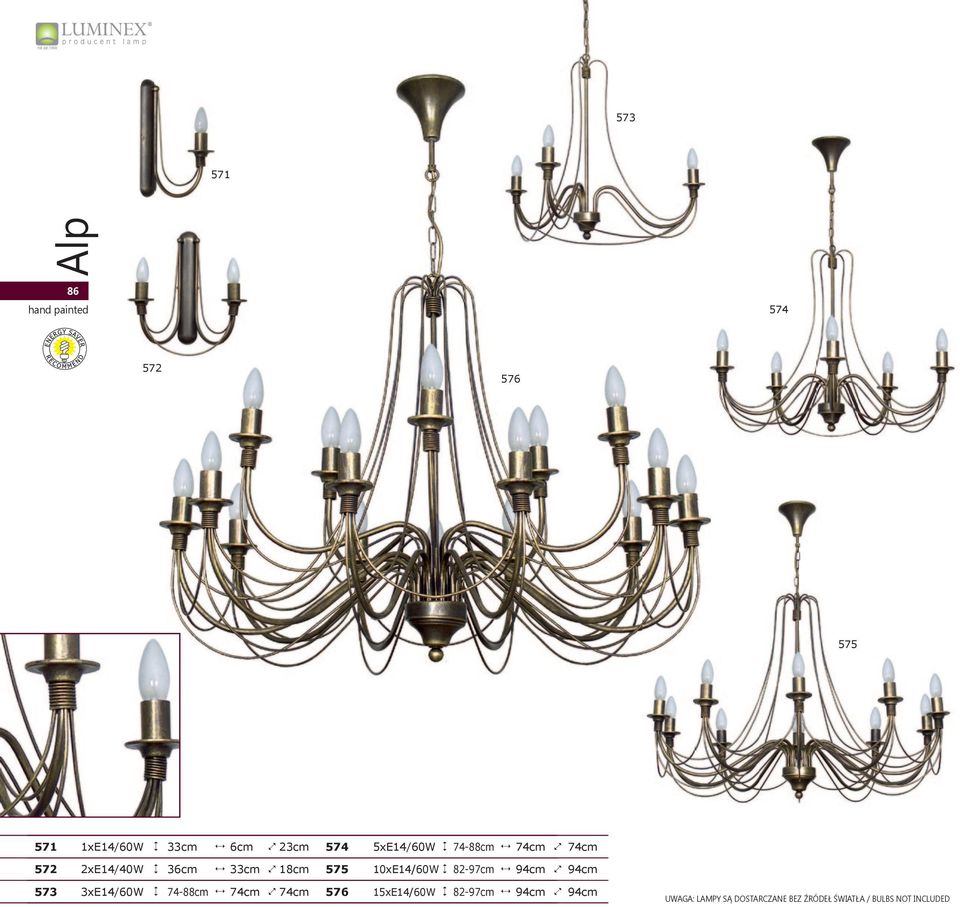 10xE14/60W 90cm 76cm 612