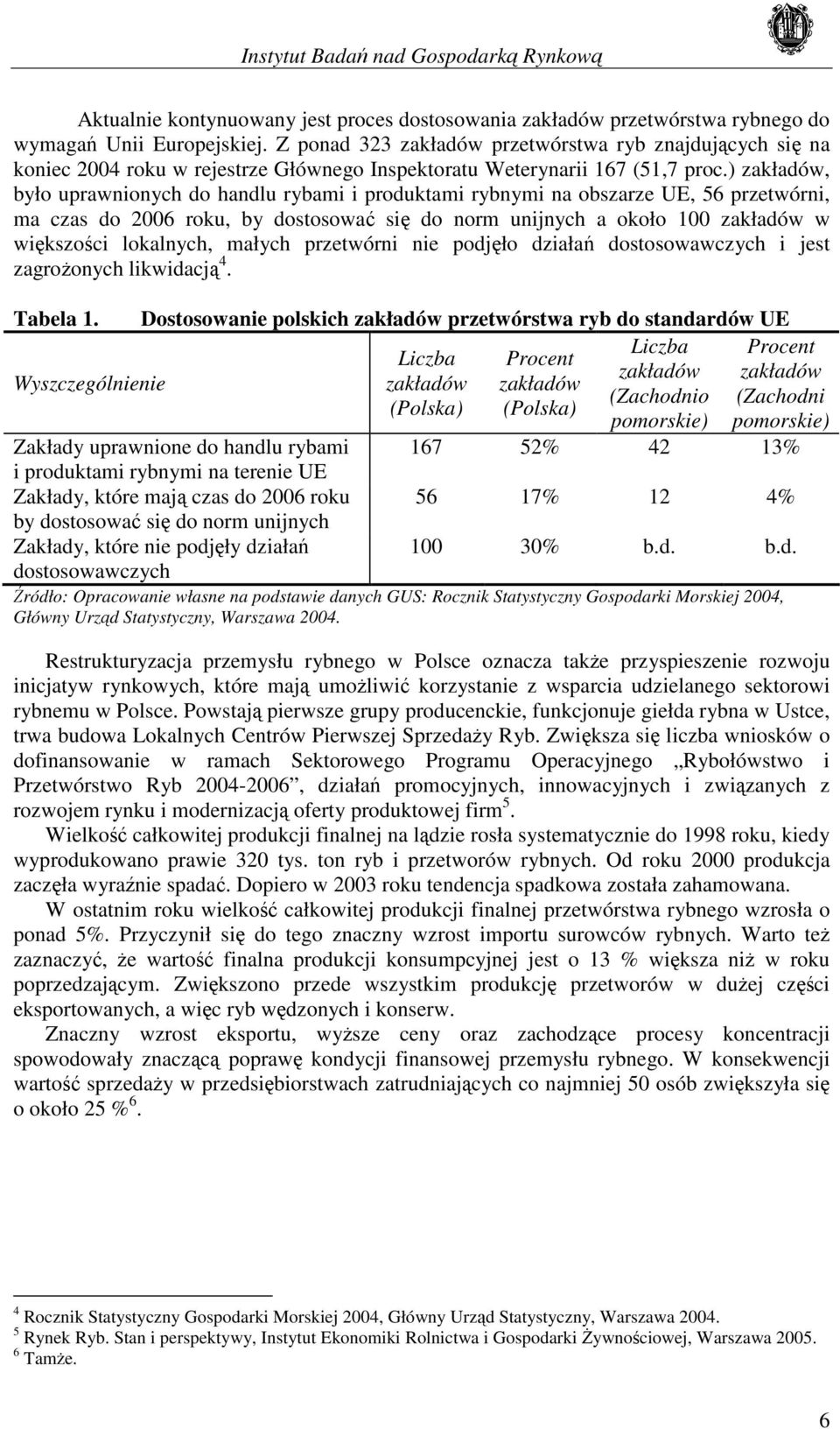 ) zakładów, było uprawnionych do handlu rybami i produktami rybnymi na obszarze UE, 56 przetwórni, ma czas do 2006 roku, by dostosować się do norm unijnych a około 100 zakładów w większości