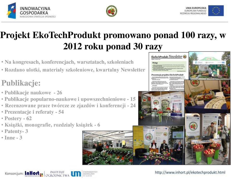 naukowe - 26 Publikacje popularno-naukowe i upowszechnieniowe - 15 Recenzowane prace twórcze ze zjazdów i