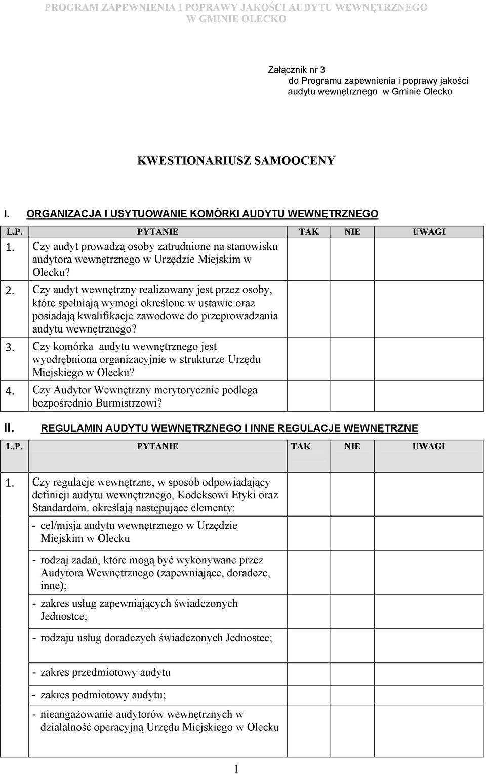 Czy audyt wewnętrzny realizowany jest przez osoby, które spełniają wymogi określone w ustawie oraz posiadają kwalifikacje zawodowe do przeprowadzania audytu wewnętrznego? 3.