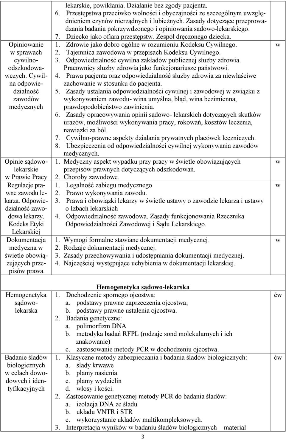 Działanie bez zgody pacjenta. 6. Przestępsta przeciko olności i obyczajności ze szczególnym uzględnieniem czynó nierządnych i lubieżnych.