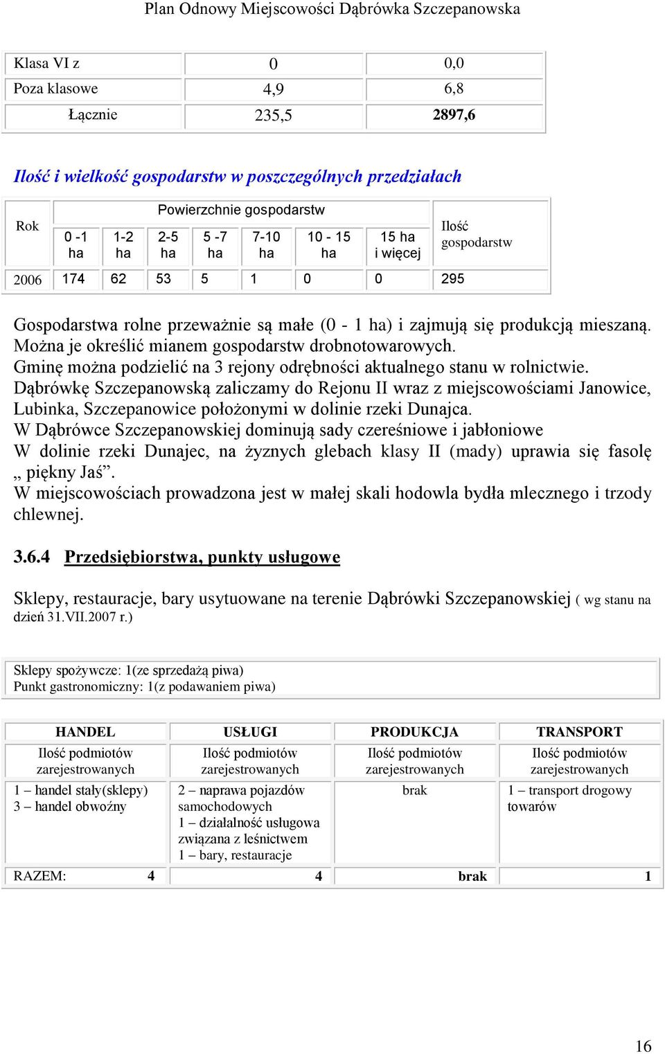 Gminę można podzielić na 3 rejony odrębności aktualnego stanu w rolnictwie.