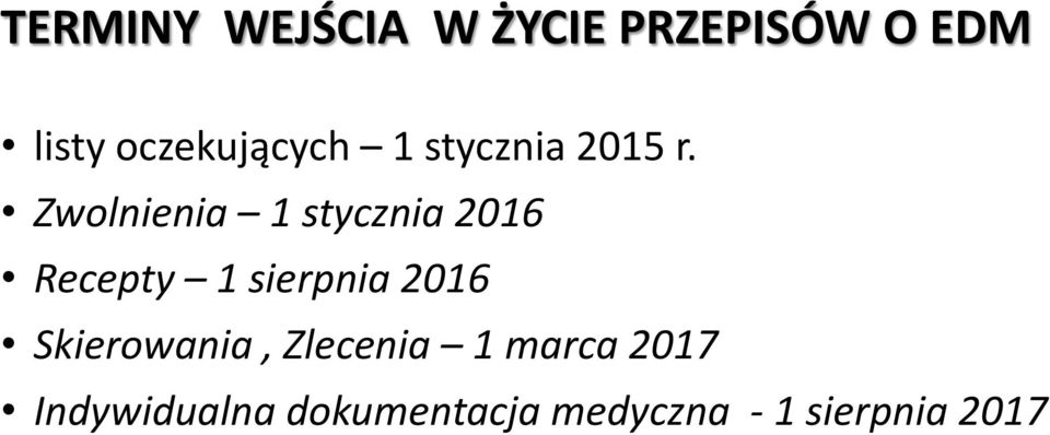 Zwolnienia 1 stycznia 2016 Recepty 1 sierpnia 2016