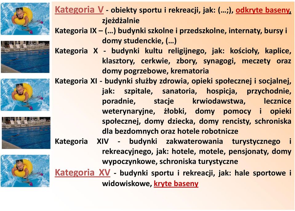 sanatoria, hospicja, przychodnie, poradnie, stacje krwiodawstwa, lecznice weterynaryjne, żłobki, domy pomocy i opieki społecznej, domy dziecka, domy rencisty, schroniska dla bezdomnych oraz hotele