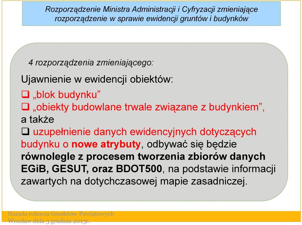 dotyczących budynku o nowe atrybuty, odbywać się będzie równolegle z procesem tworzenia