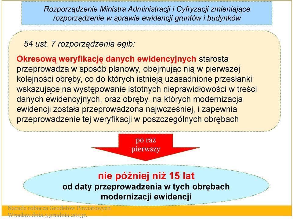 kolejności obręby, co do których istnieją uzasadnione przesłanki wskazujące na występowanie istotnych nieprawidłowości w treści danych