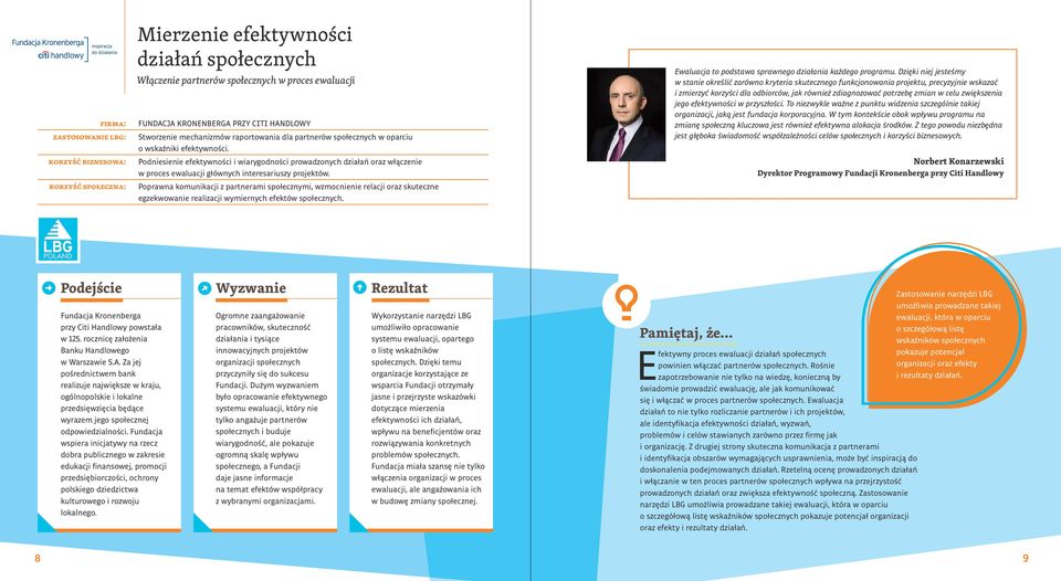Podniesienie efektywności i wiarygodności prowadzonych działań oraz włączenie w proces ewaluacji głównych interesariuszy projektów.