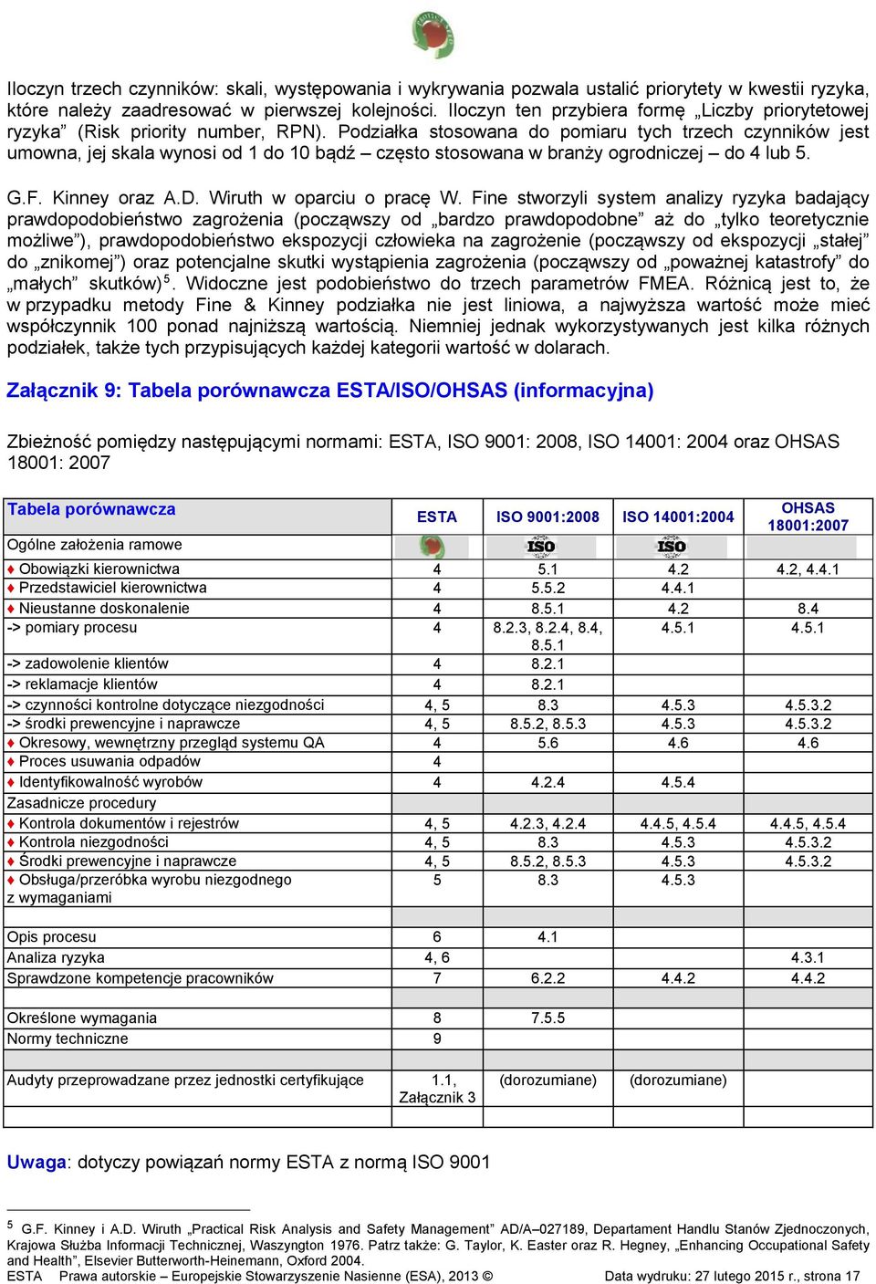 Podziałka stosowana do pomiaru tych trzech czynników jest umowna, jej skala wynosi od 1 do 10 bądź często stosowana w branży ogrodniczej do 4 lub 5. G.F. Kinney oraz A.D. Wiruth w oparciu o pracę W.