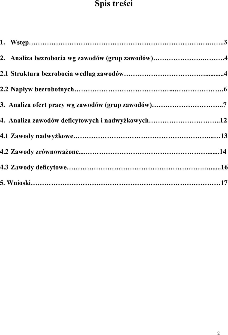 Analiza ofert pracy wg zawodów (grup zawodów)..7 4.