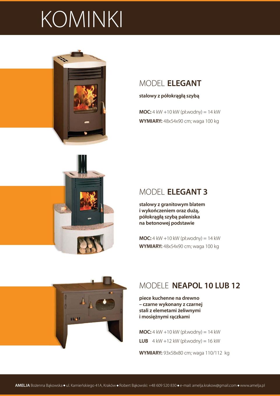 paleniska na betonowej podstawie MOC: 4 kw +10 kw (pł.