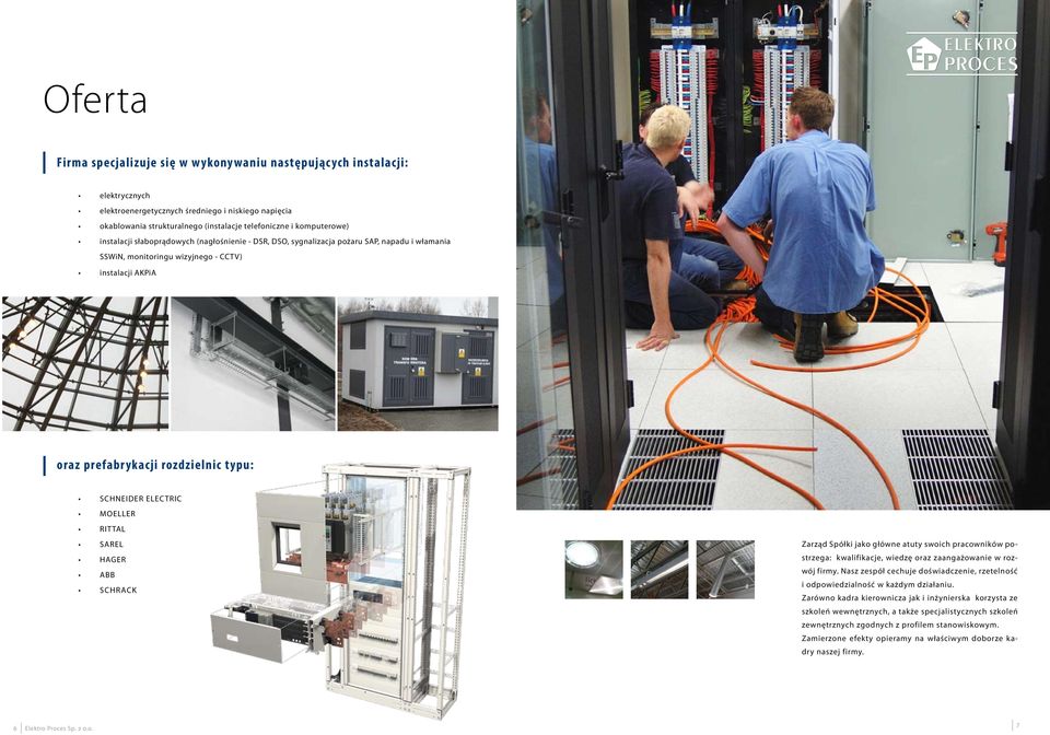 SCHNEIDER ELECTRIC MOELLER RITTAL SAREL HAGER ABB Schrack Zarząd Spółki jako główne atuty swoich pracowników postrzega: kwalifikacje, wiedzę oraz zaangażowanie w rozwój firmy.