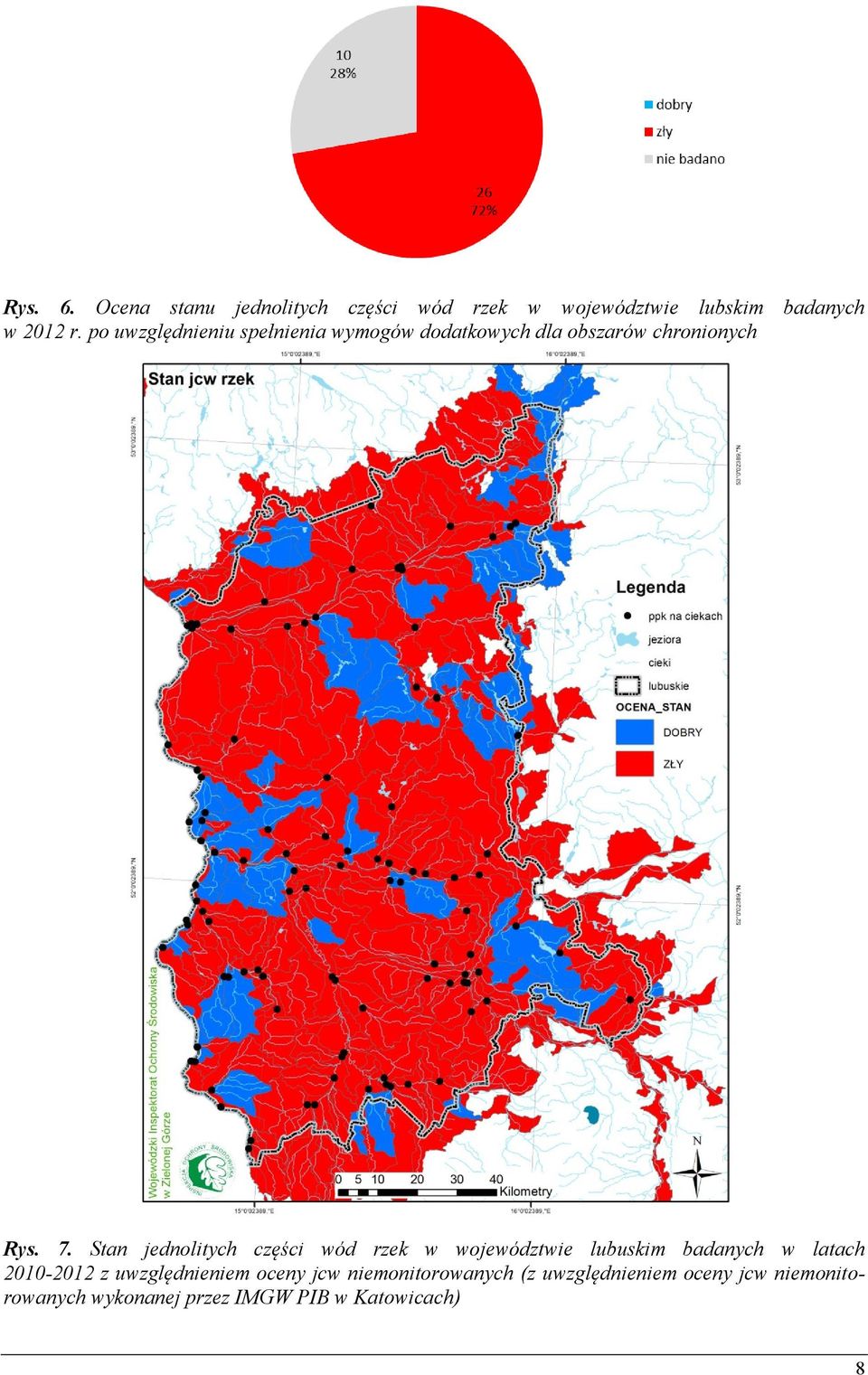 Stan jednolitych części wód rzek w województwie lubuskim badanych w latach 2010-2012 z