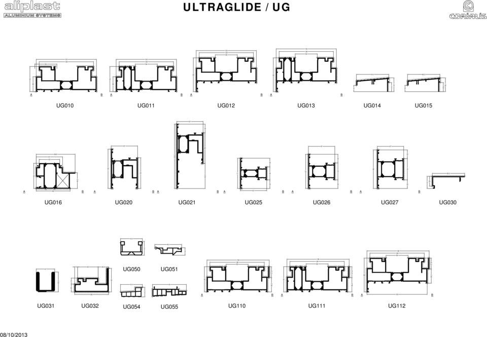2 UG016 UG04 UG0.3.6 86 UG0 UG032 ULTRGLIDE / UG 6 163. 8 63. 86. 2 26.