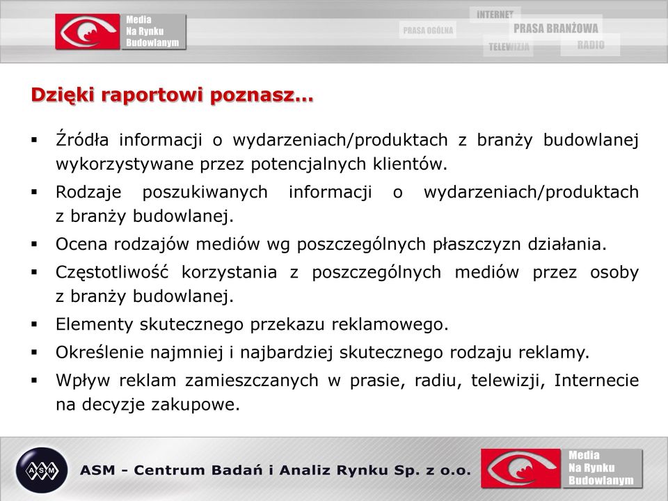 Ocena rodzajów mediów wg poszczególnych płaszczyzn działania.