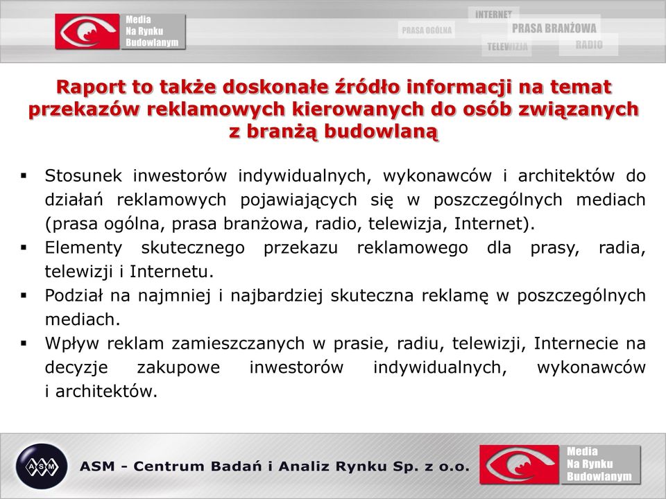 telewizja, Internet). Elementy skutecznego przekazu reklamowego dla prasy, radia, telewizji i Internetu.