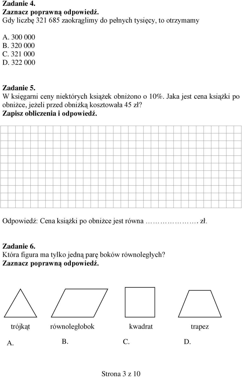 Jaka jest cena książki po obniżce, jeżeli przed obniżką kosztowała 45 zł? Zapisz obliczenia i odpowiedź.