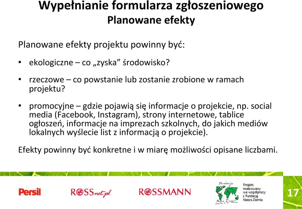 promocyjne gdzie pojawią się informacje o projekcie, np.