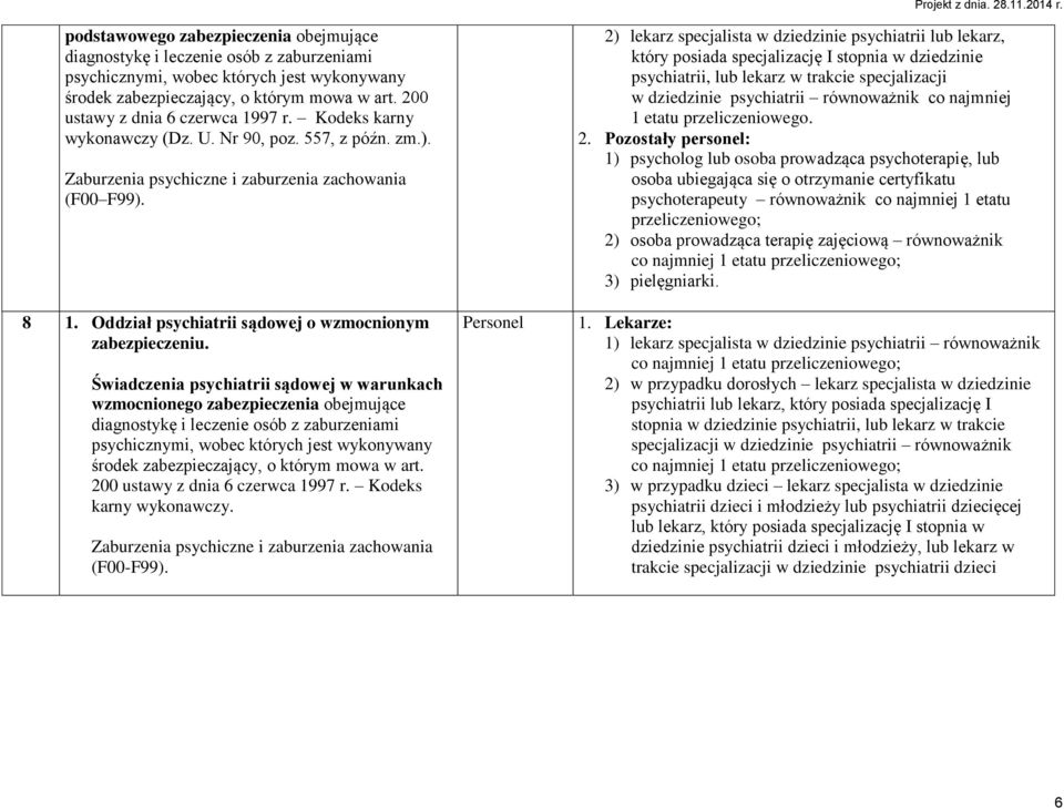 Świadczenia psychiatrii sądowej w warunkach wzmocnionego zabezpieczenia obejmujące diagnostykę i leczenie osób z zaburzeniami psychicznymi, wobec których jest wykonywany środek zabezpieczający, o
