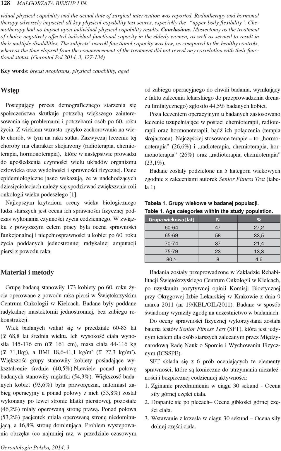 Chemotherapy had no impact upon individual physical capability results. Conclusions.
