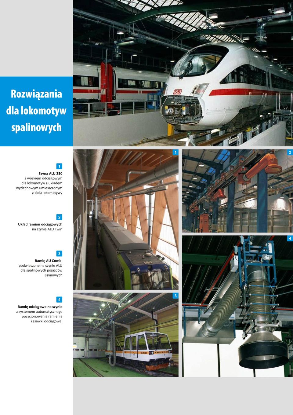 Twin Ramię AU Combi podwieszone na szynie ALU dla spalinowych pojazdów szynowych Ramię