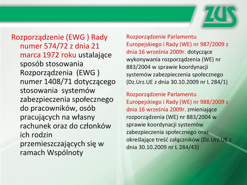 września 2009r. dotyczące wykonywania rozporządzenia (WE) nr 883/2004 w sprawie koordynacji systemów zabezpieczenia społecznego (Dz.Urz.UE z dnia 30.10.