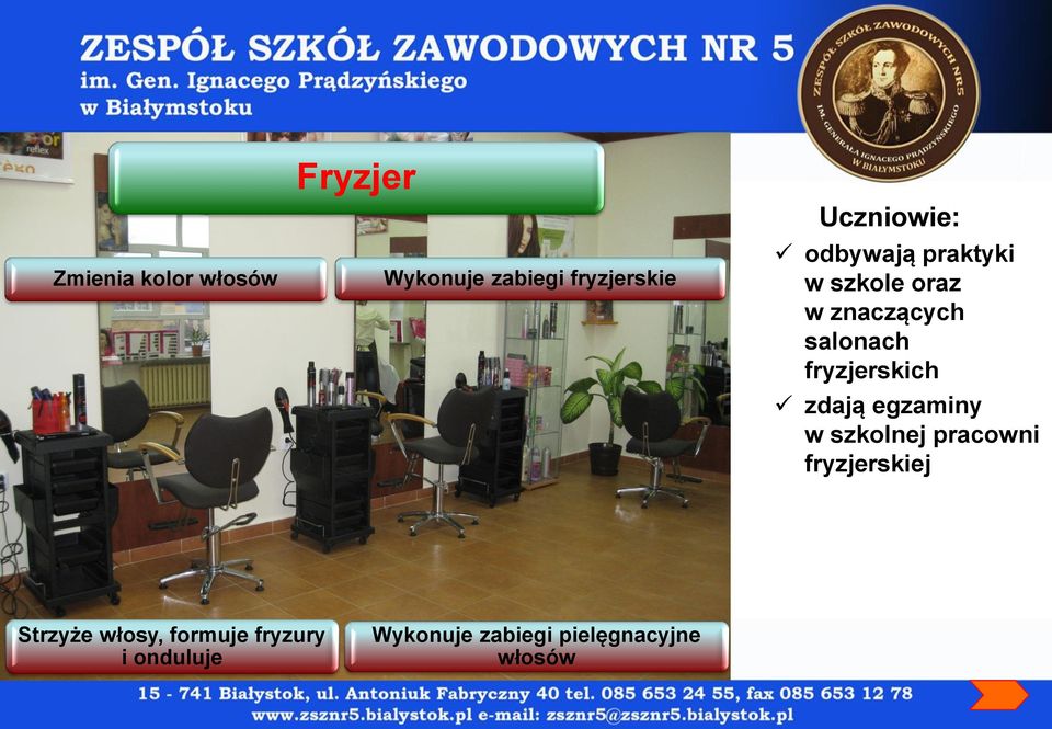 fryzjerskich zdają egzaminy w szkolnej pracowni fryzjerskiej