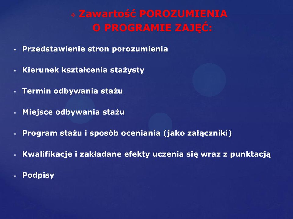 Miejsce odbywania stażu Program stażu i sposób oceniania (jako